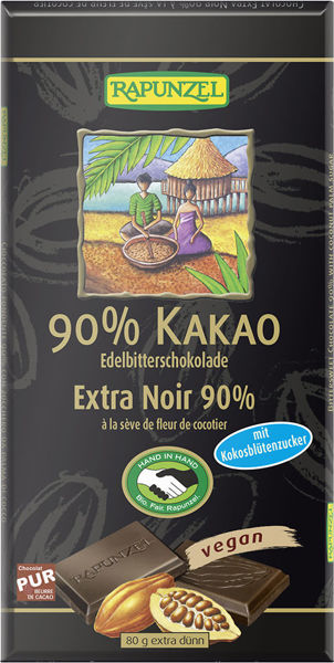 Obrázek Hořká čokoláda 90% s kokosovým cukrem 80 g RAPUNZEL
