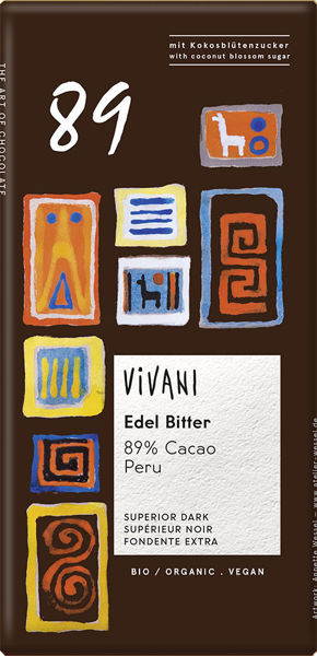 Obrázek Hořká čokoláda 89 % peru 80 g VIVANI