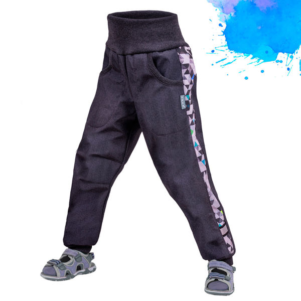 Obrázek Dětské softshellové kalhoty bez zateplení STREET Žíhaná antracitová Unuo