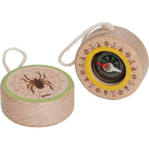 Obrázek Dřevěný kompas s pavoučkem Goki